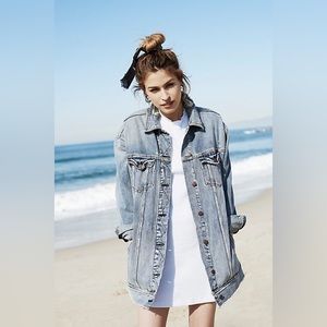 Free People Long Denim Jacket Coat XS Long